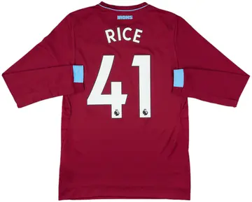 2018-19 West Ham Home L/S Shirt Rice #41 - 10/10 - (S)