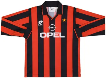 1995-96 AC Milan Basic Home L/S Shirt #9 - 10/10 - (XL.Boys)