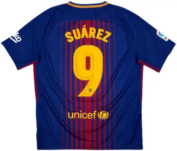 2017-18 Barcelona Home Shirt Suarez #9 - 10/10 - (L)