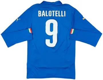 2014-15 Italy Home L/S Shirt Balotelli #9 - 10/10 - (M)