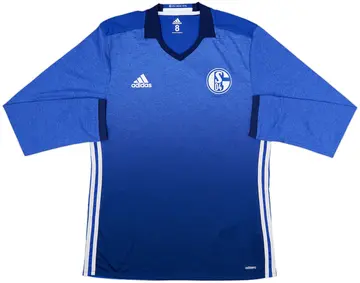 2016-18 Schalke Player Issue Home L/S Shirt - 10/10 - (L)