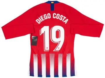 2018-19 Atletico Madrid Player Issue Home L/S Shirt Diego Costa #19 (M)
