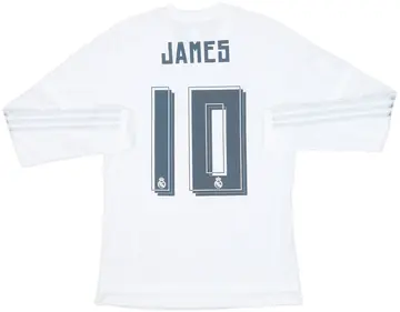 2015-16 Real Madrid Home L/S Shirt James #10 (S)