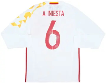 2016-17 Spain Player Issue Away L/S Shirt A. Iniesta #6 (L)