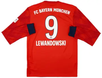 2018-19 Bayern Munich Home L/S Shirt Lewandowski #9 (S)