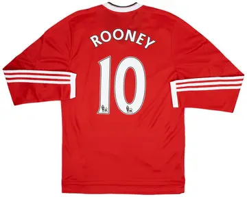 2015-16 Manchester United Player Issue Home L/S Shirt Rooney #10 (M)